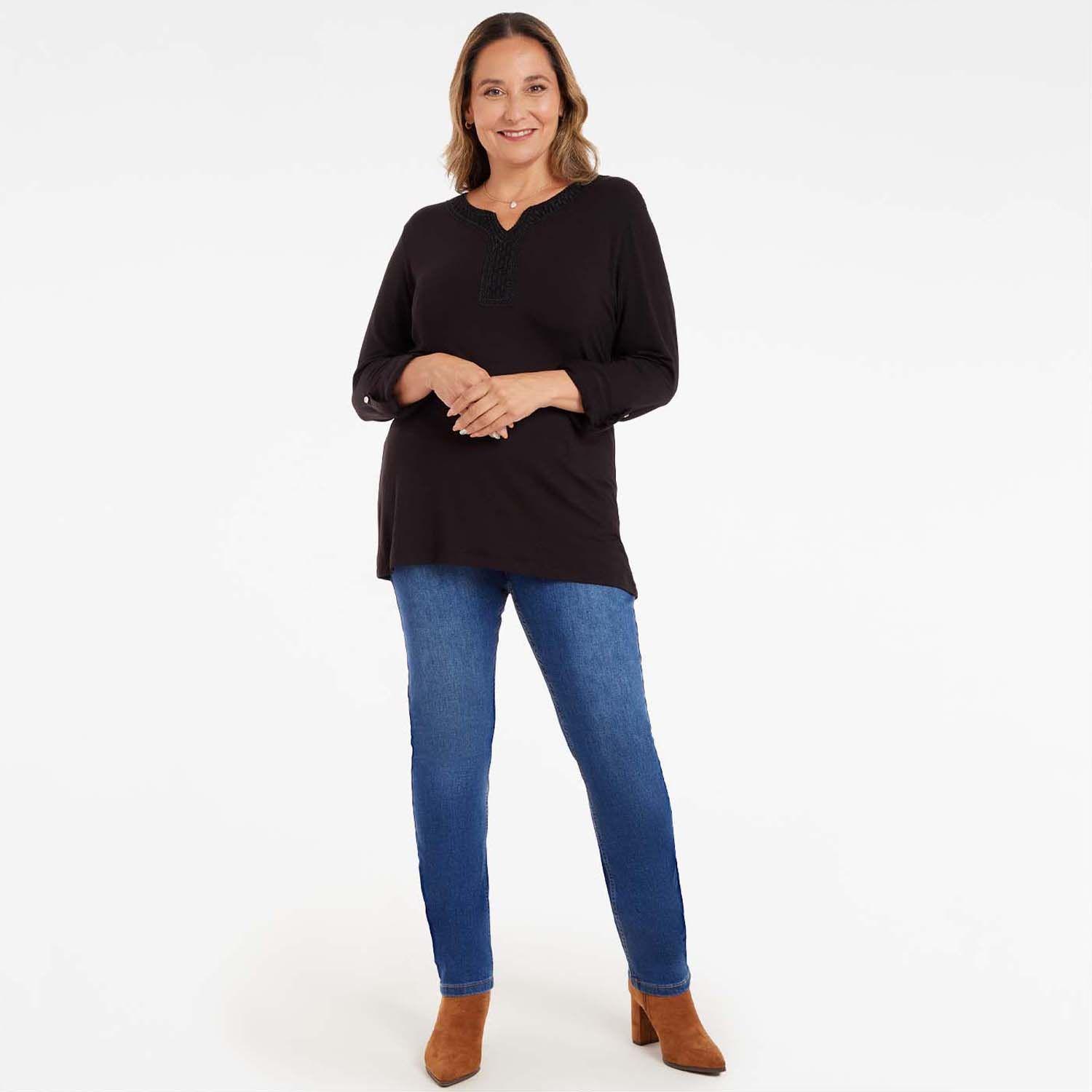 Polera Mujer Detalle Cuello Negro Fashion´s Park-3