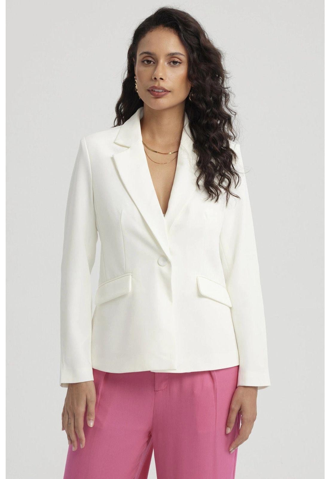 Blazer Mujer 1 Botón Fit Crudo-0