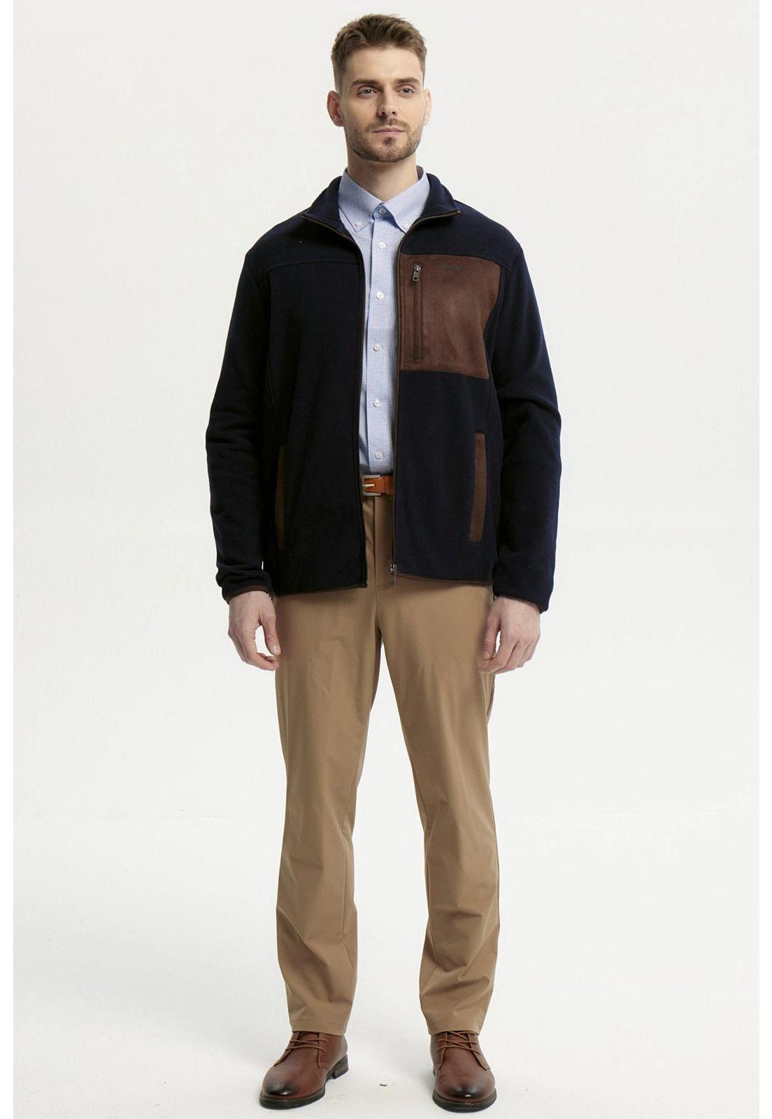 Polar Hombre Slim Cuello Con Cierre Azul Marino-3