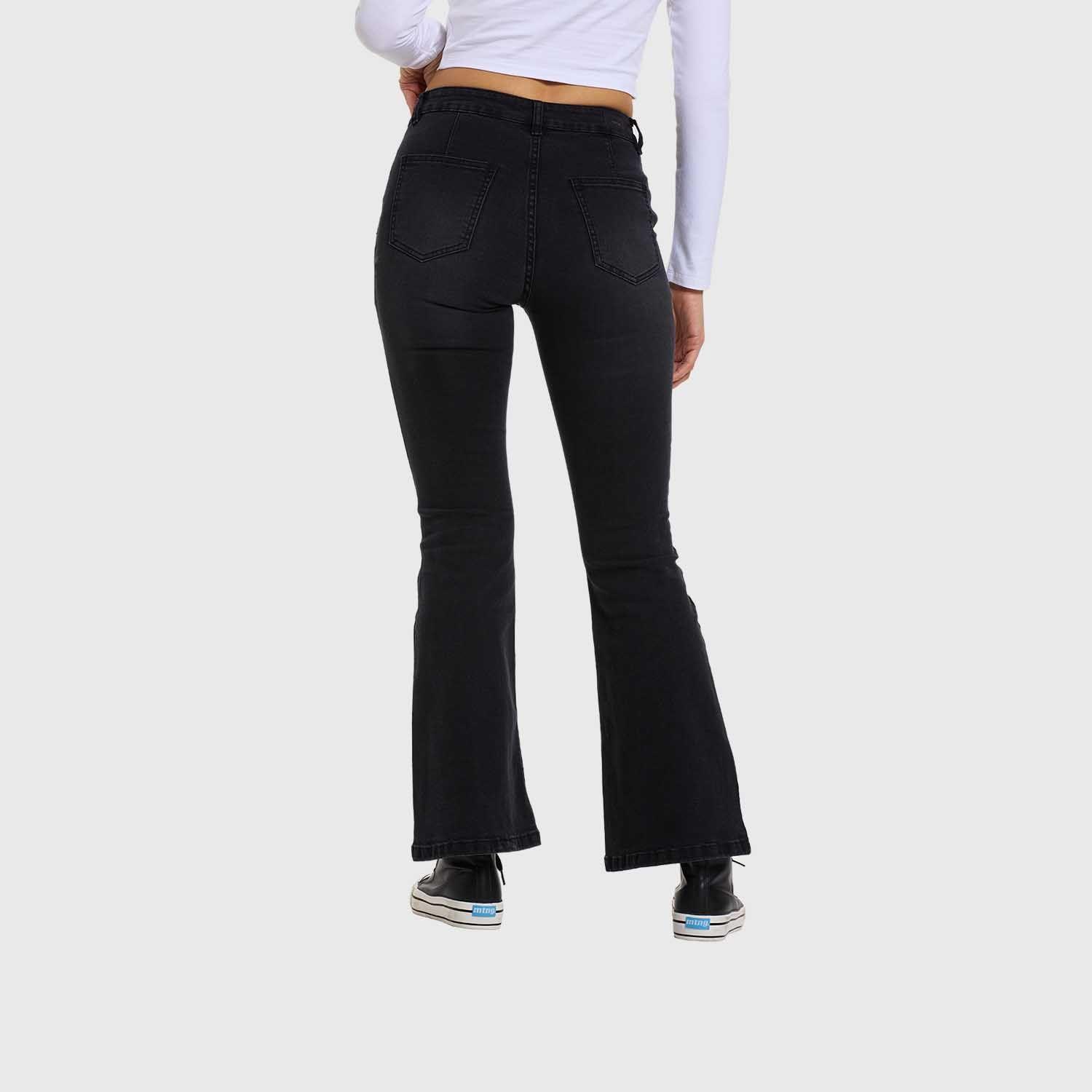 Jeans Mujer Flare Ajuste Cintura Negro-2