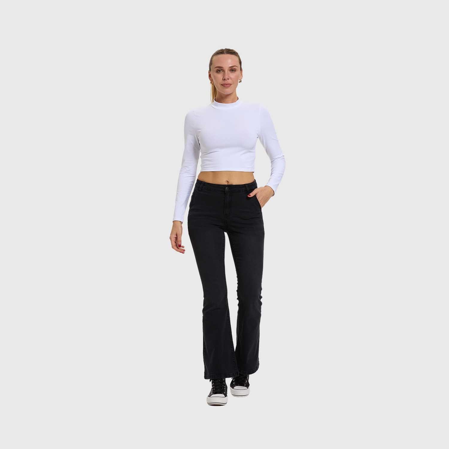 Jeans Mujer Flare Ajuste Cintura Negro-3