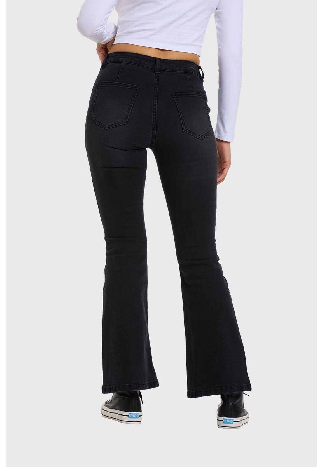 Jeans Mujer Flare Ajuste Cintura Negro-2