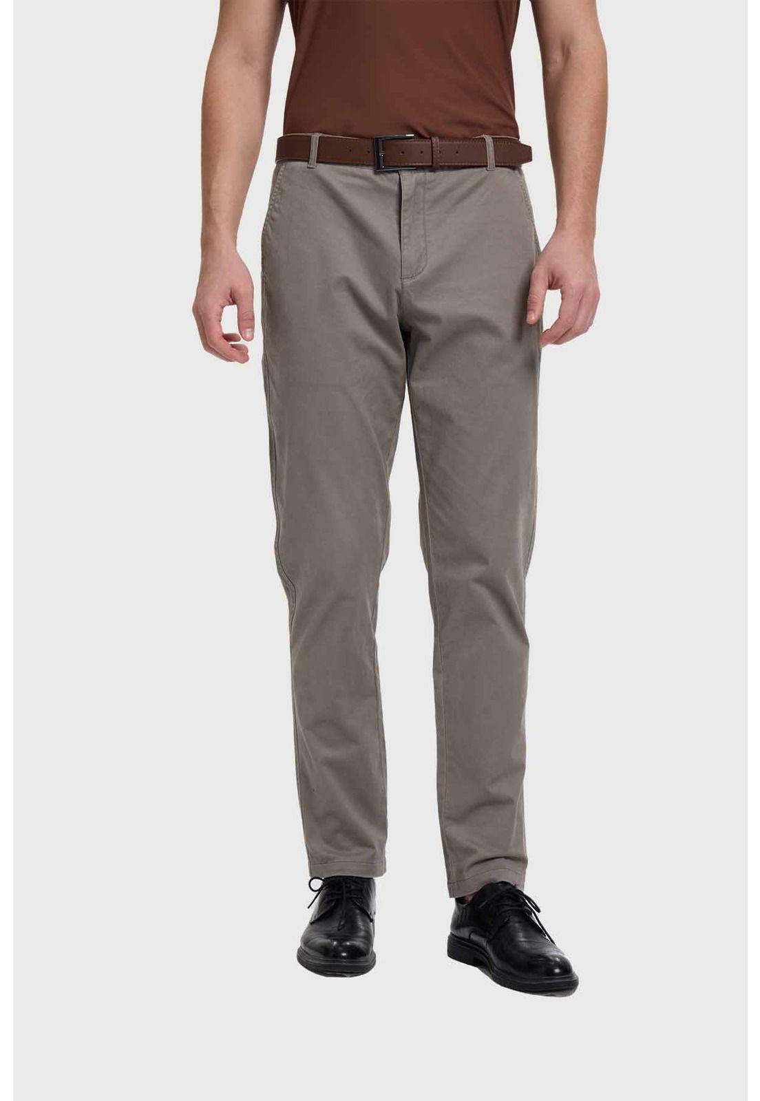 Pantalón Hombre Chino Cinturón Gris - lll-0