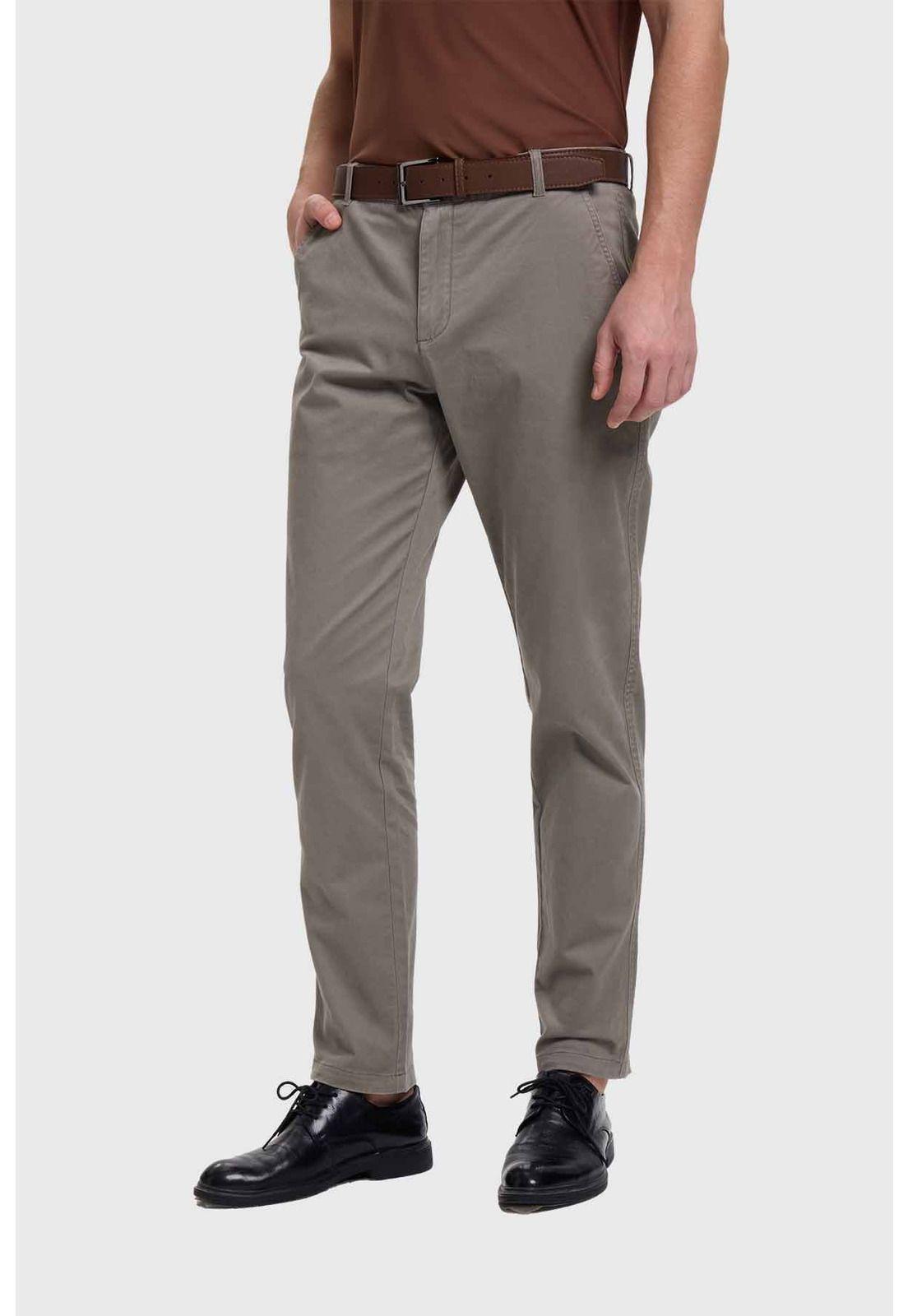 Pantalón Hombre Chino Cinturón Gris - lll-1