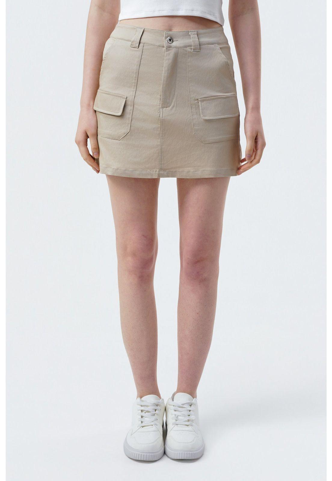 Falda Juvenil Mujer Beige Oscuro-0