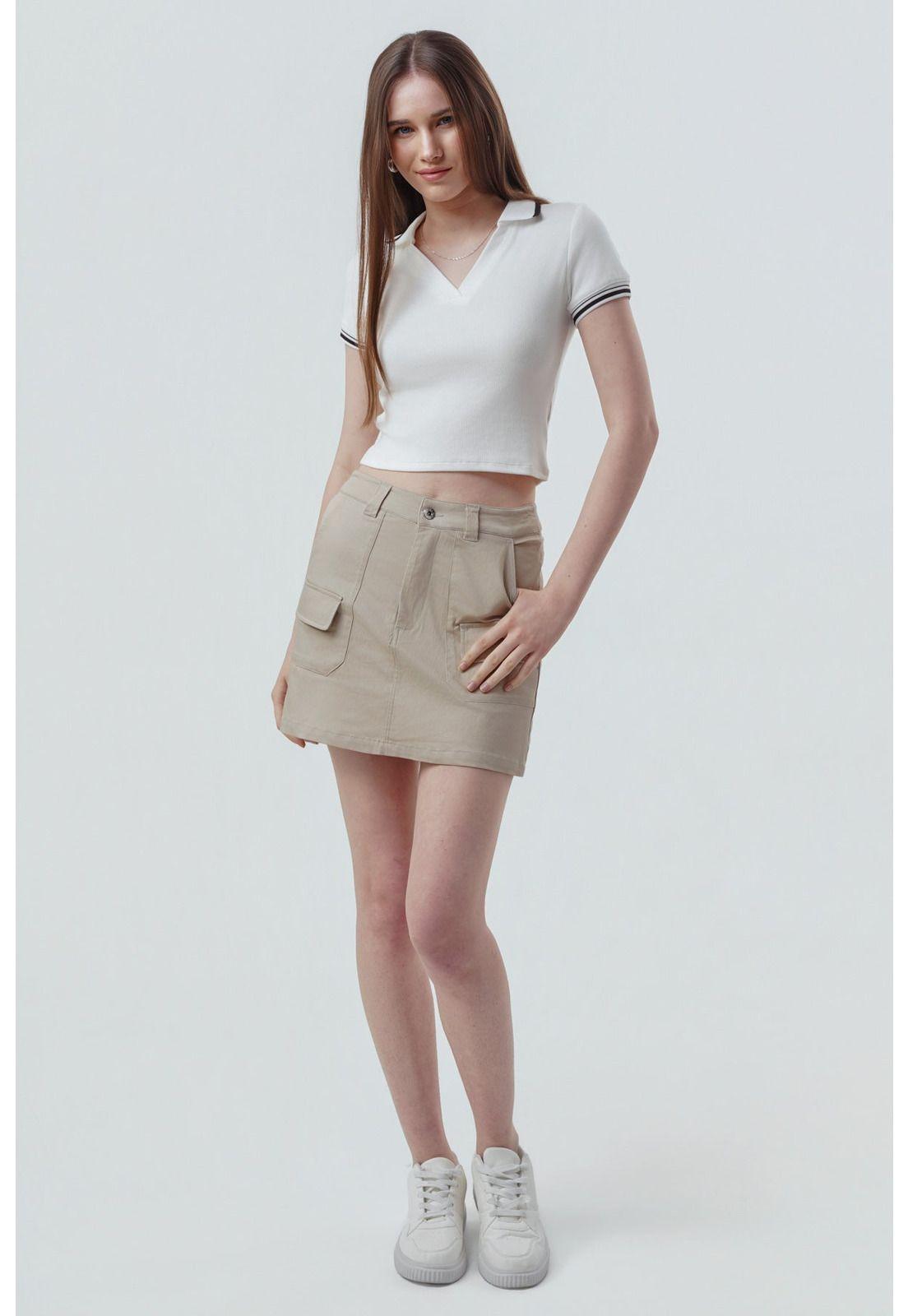 Falda Juvenil Mujer Beige Oscuro-3