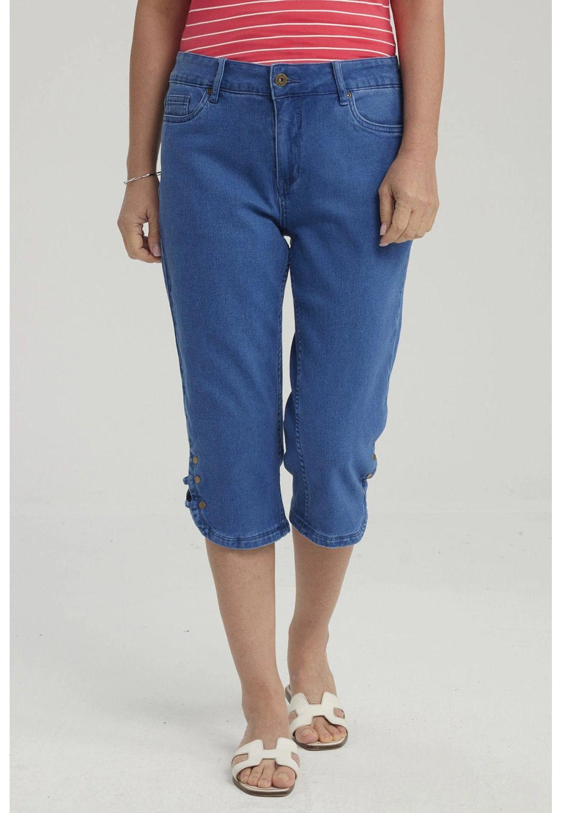 Pantalón Mujer Denim Apertura Lateral Azul-0