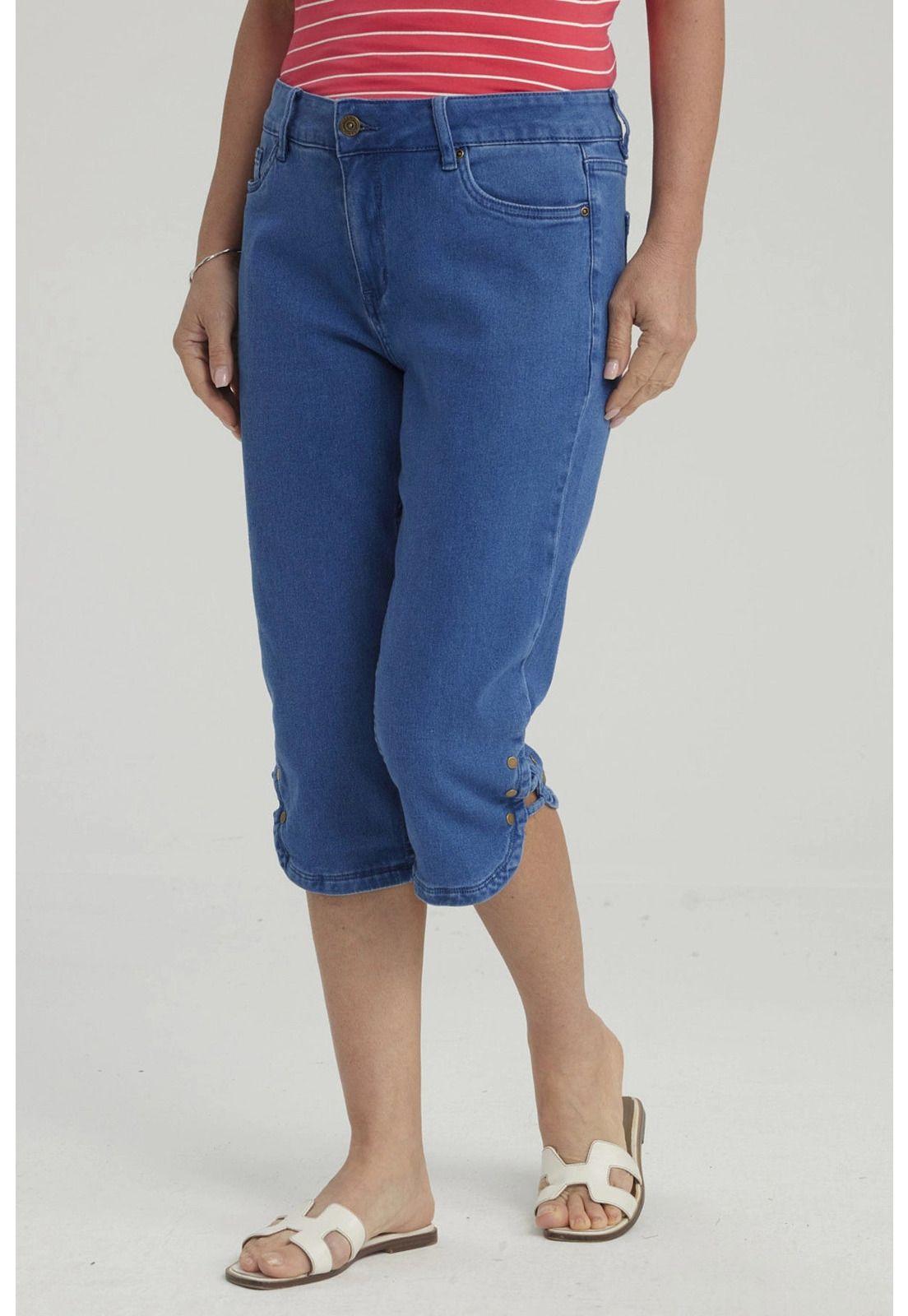 Pantalón Mujer Denim Apertura Lateral Azul-3