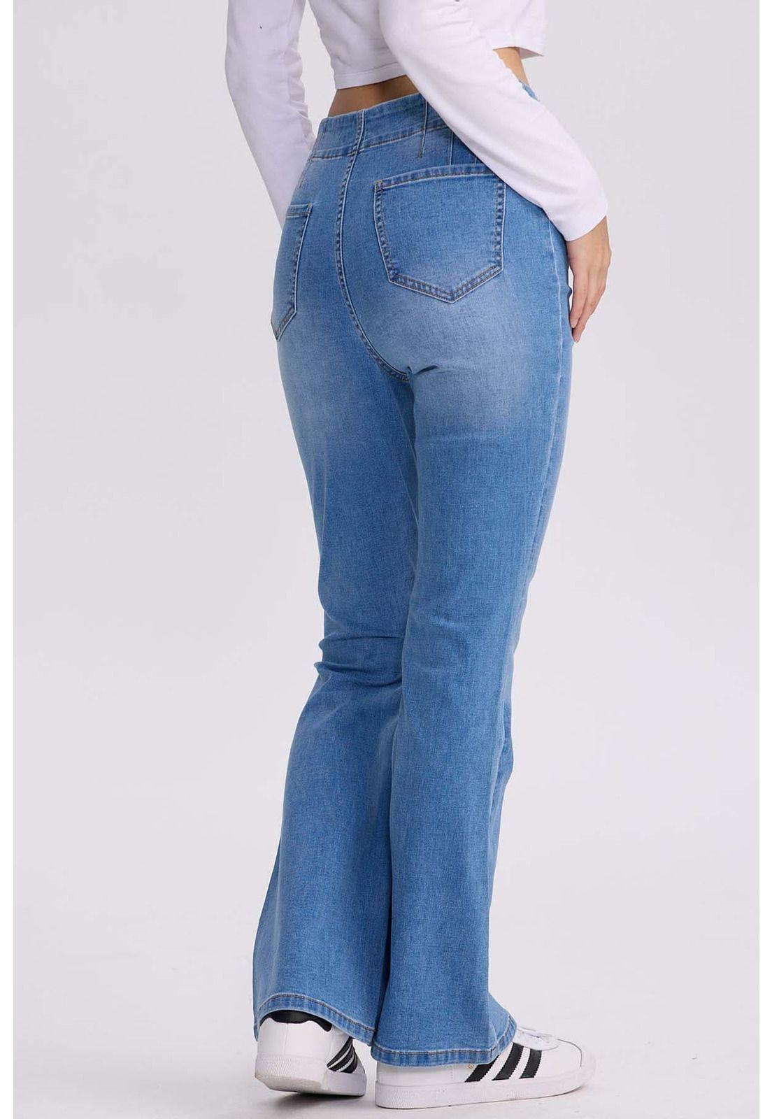 Jeans Mujer Flare Costura Azul Claro-2