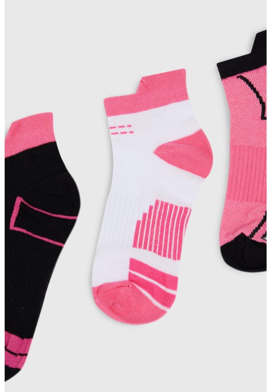 Calceta Mujer Tripack Deportiva Fucsia-0