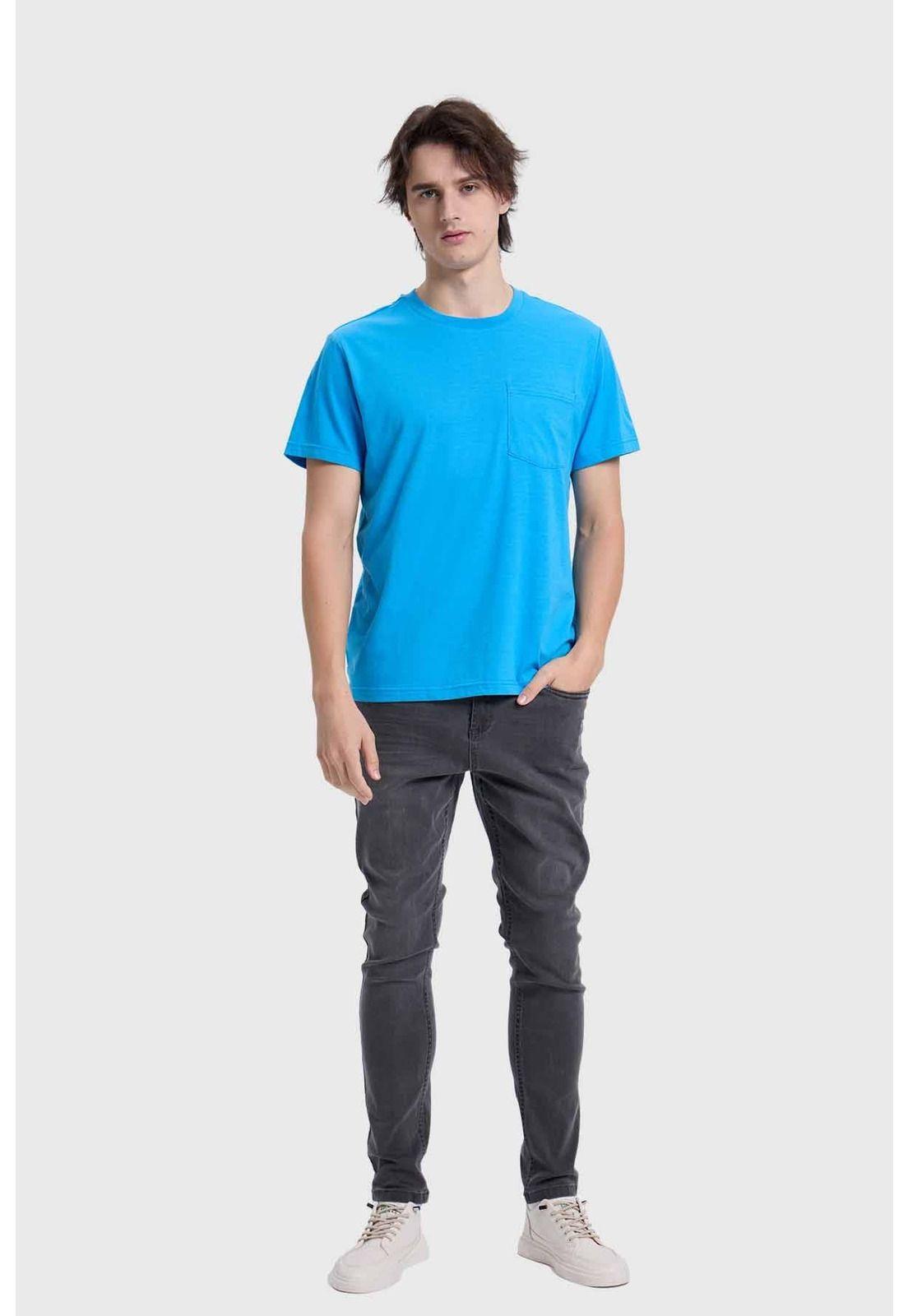 Polera Hombre Con Bolsillo Celeste-3