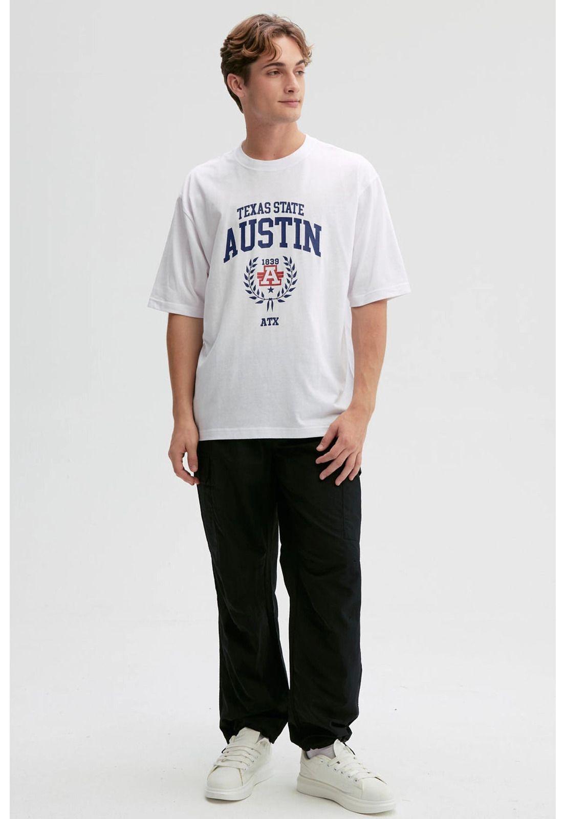 Polera Hombre Print Central Blanco - lV-3