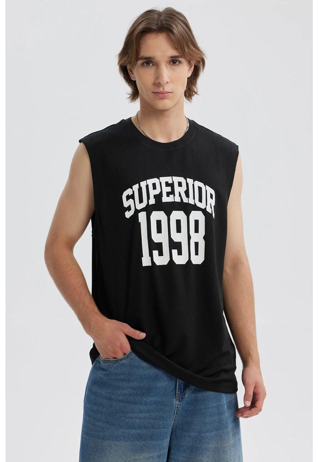 Polera Hombre Print Posicional Negro / Blanco-0