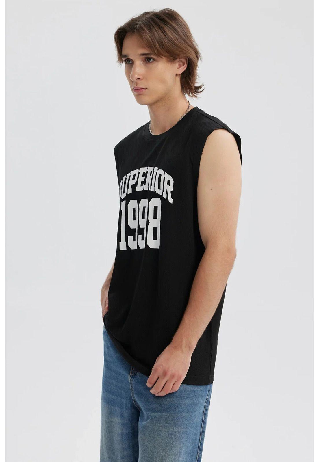 Polera Hombre Print Posicional Negro / Blanco-1