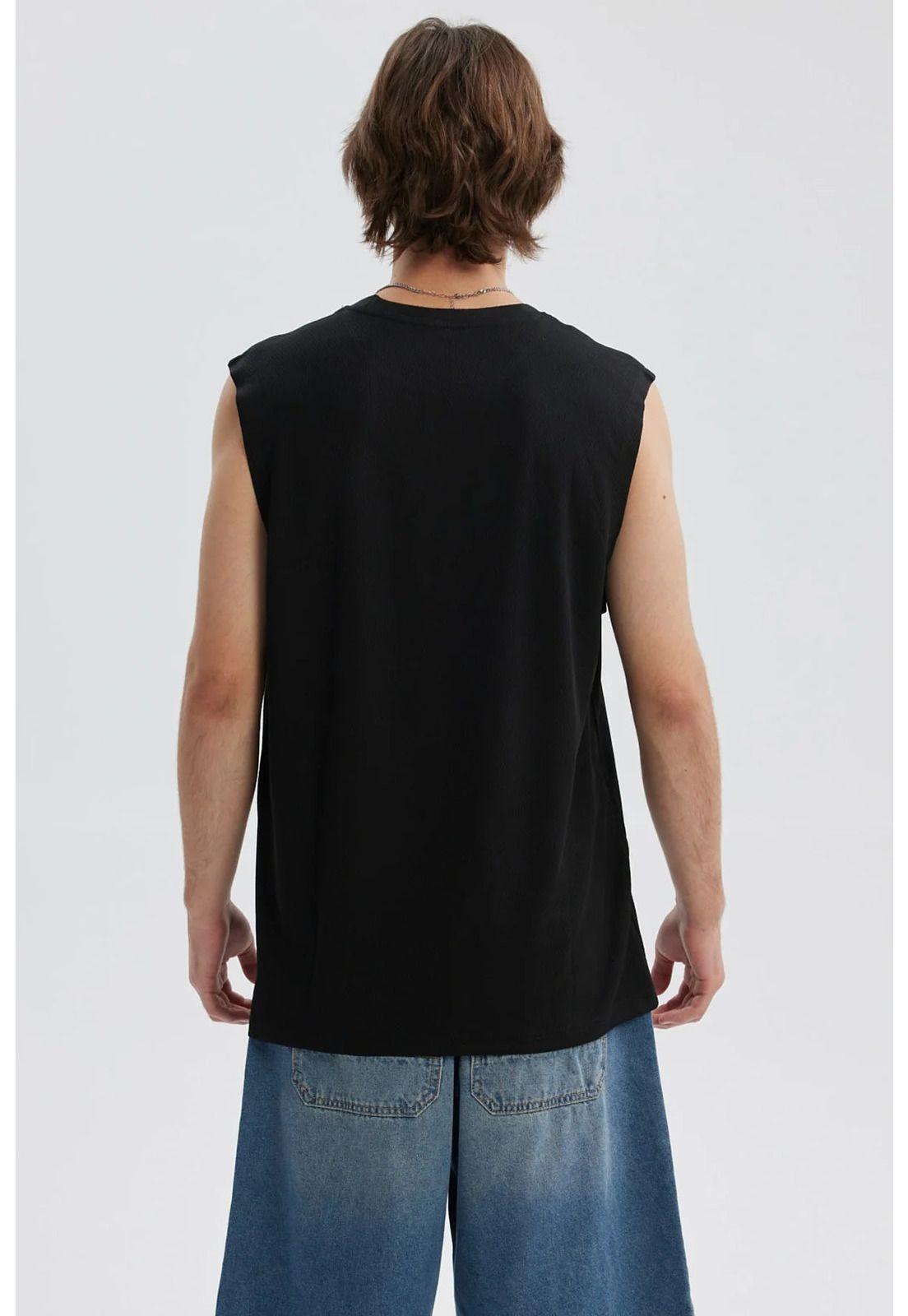Polera Hombre Print Posicional Negro / Blanco-2