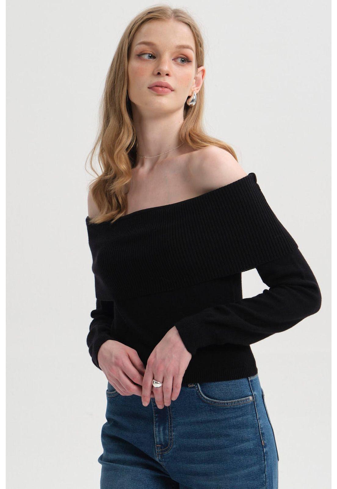 Sweater Mujer Bardot Negro-1