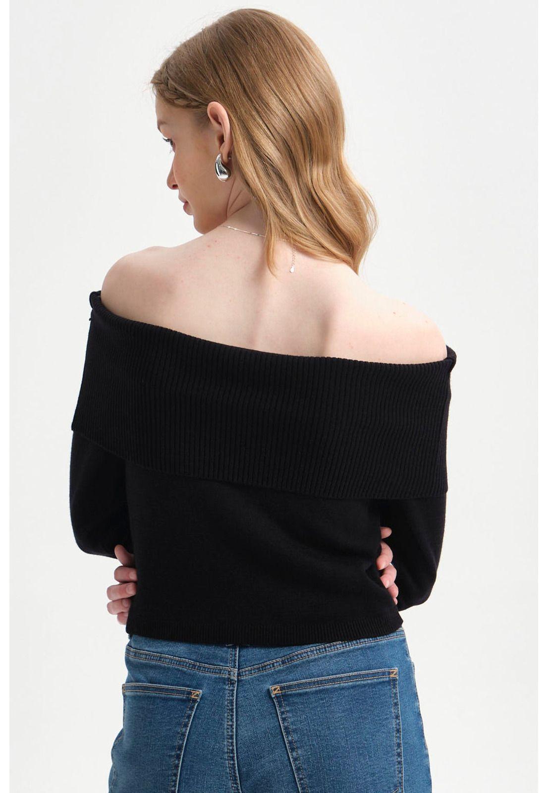 Sweater Mujer Bardot Negro-2