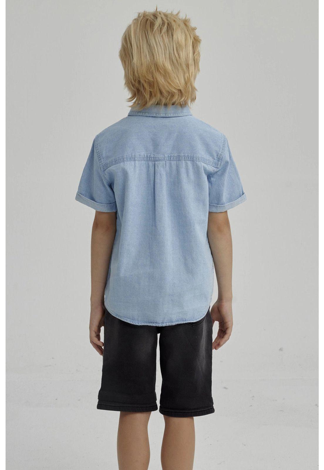 Camisa Niño Denim Dinosaurio Azul Claro-2