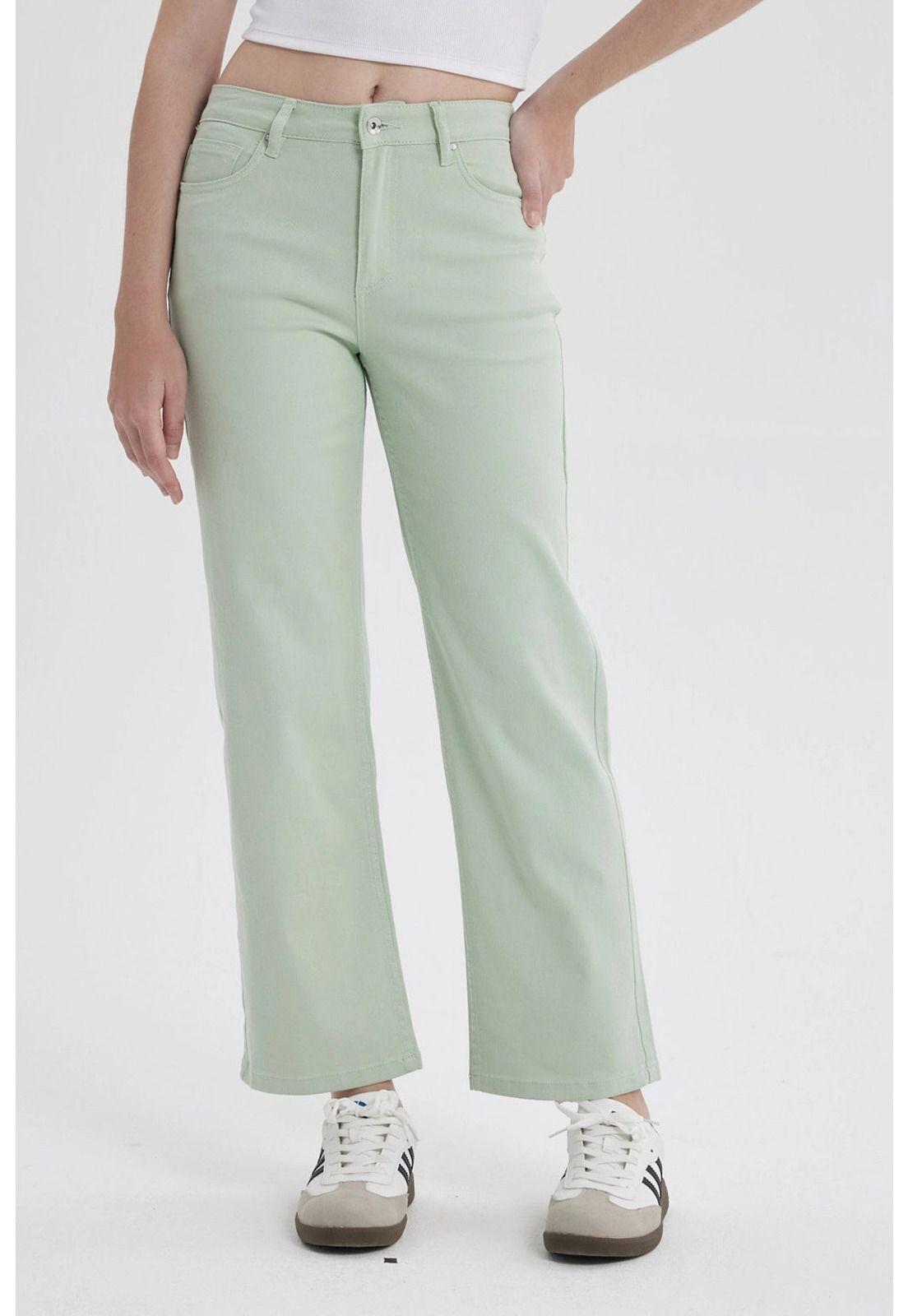 Jeans Mujer Calce Recto Verde Agua-0