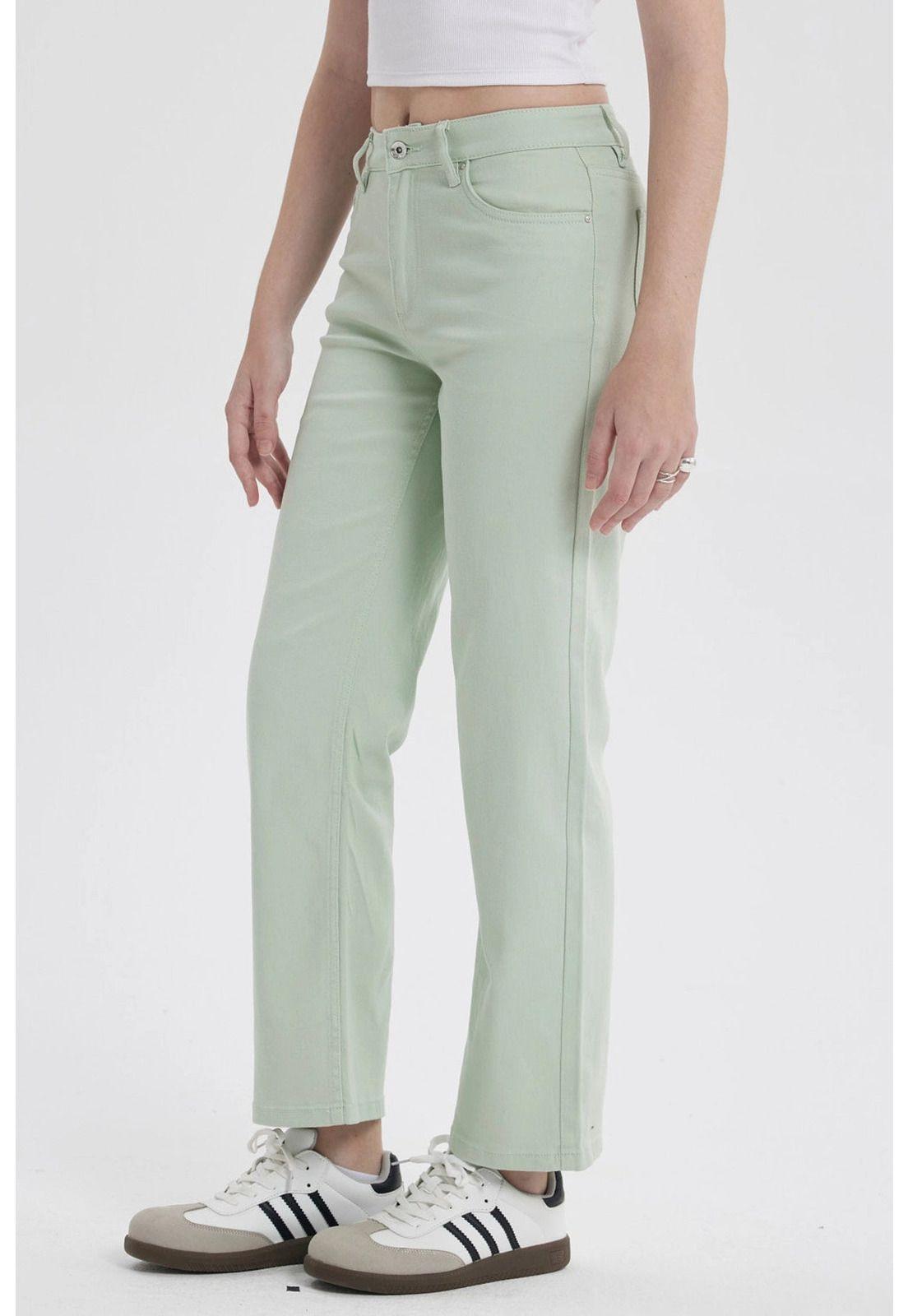 Jeans Mujer Calce Recto Verde Agua-1