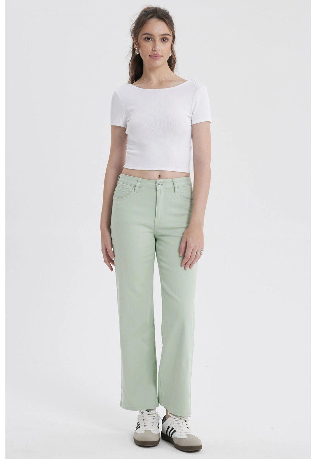 Jeans Mujer Calce Recto Verde Agua-3