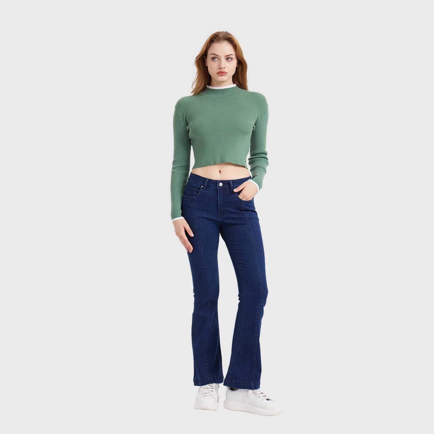 Sweater Mujer Contraste Verde Militar Fashion´s Park-3