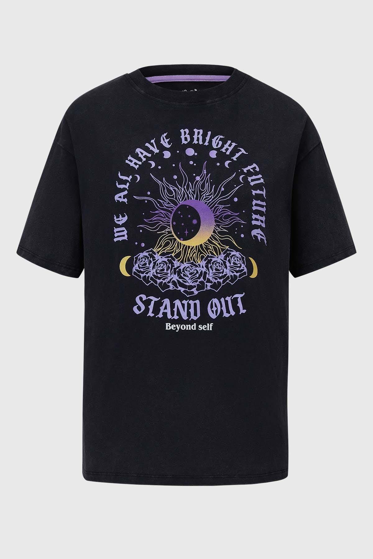 Polera Niña Oversize Larga Negro-0