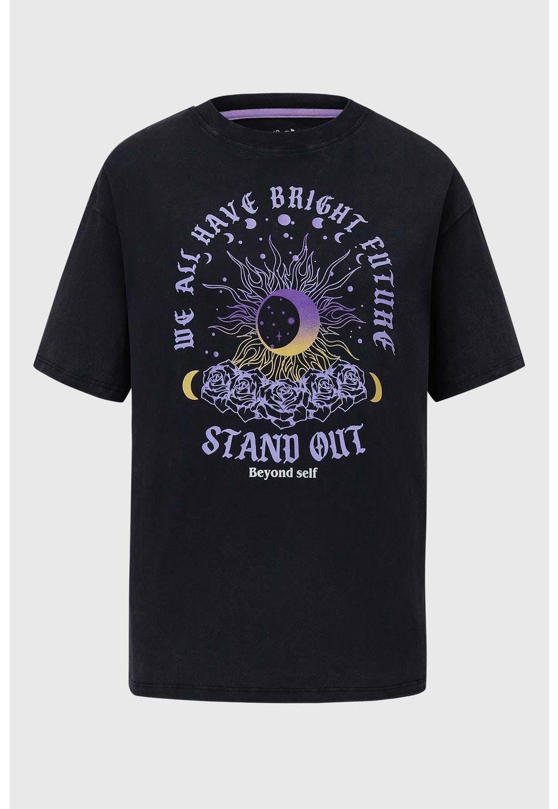 Polera Niña Oversize Larga Negro-0