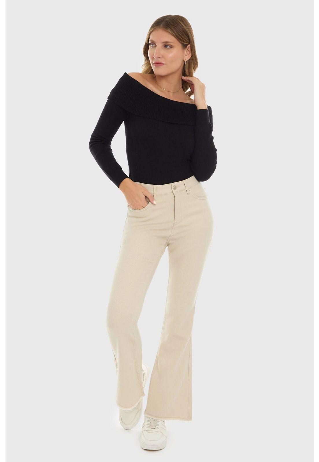 Jeans Mujer Flare Monse Crudo-3