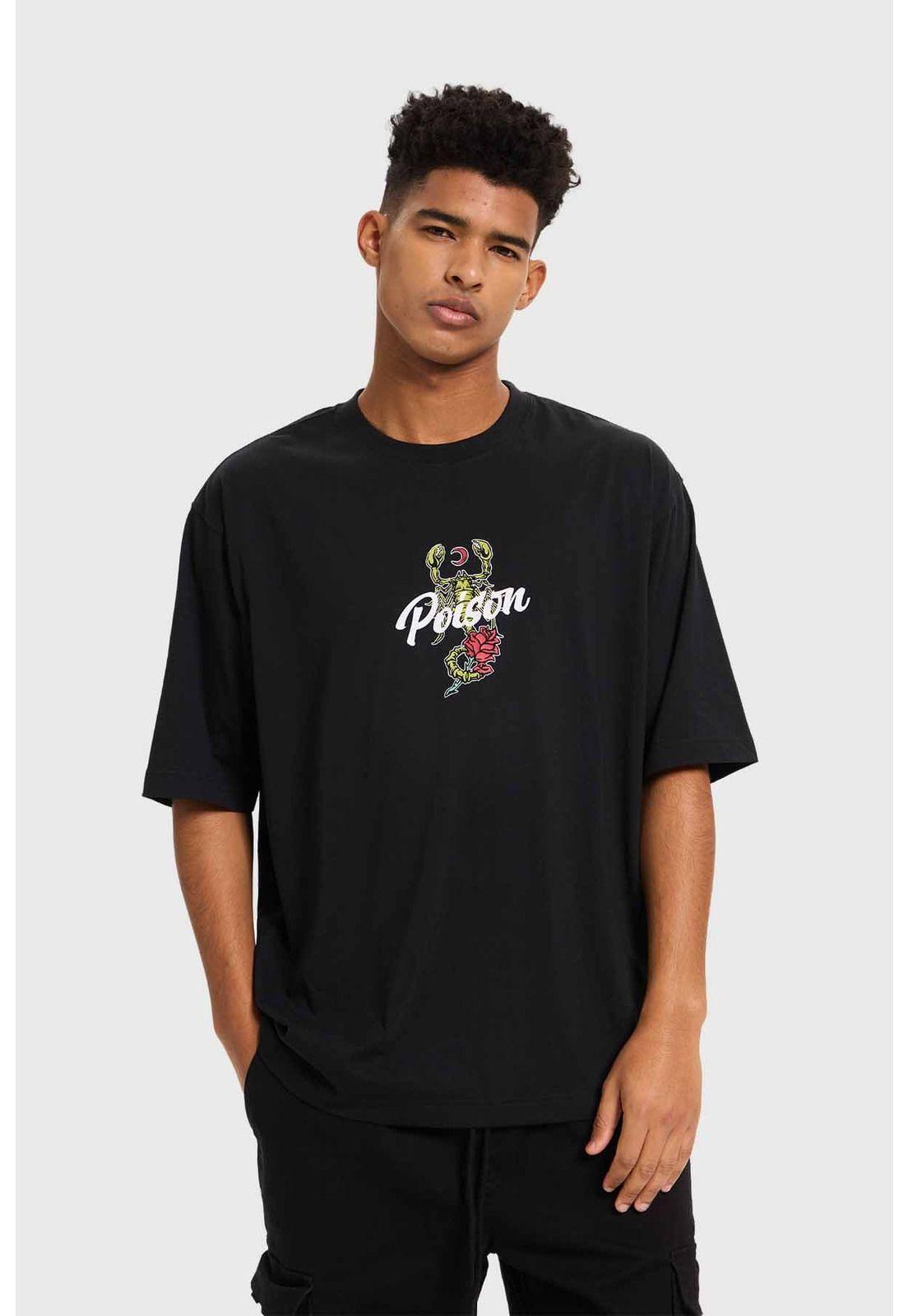 Polera Hombre Doble Print Negro - IX-0