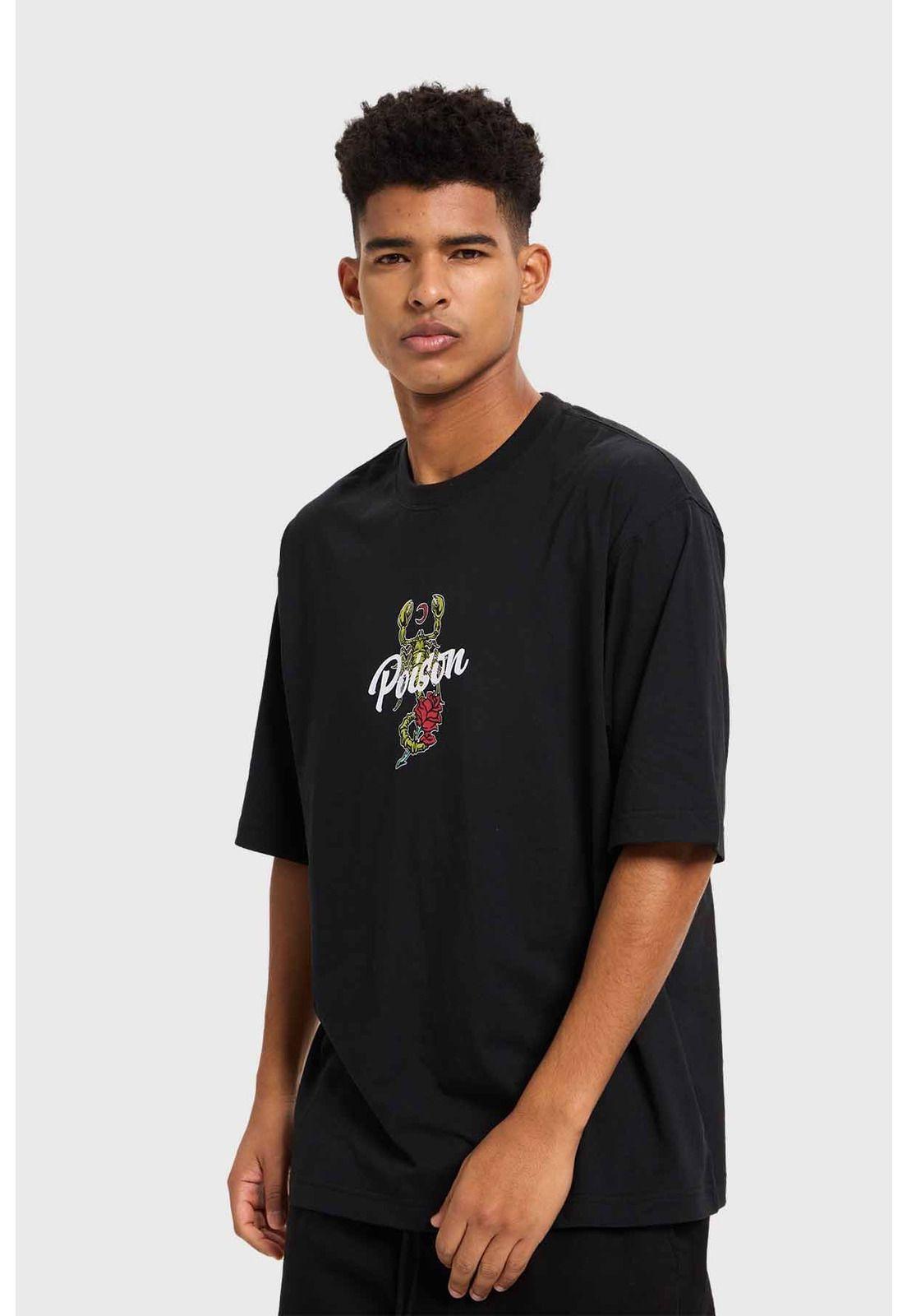 Polera Hombre Doble Print Negro - IX-1