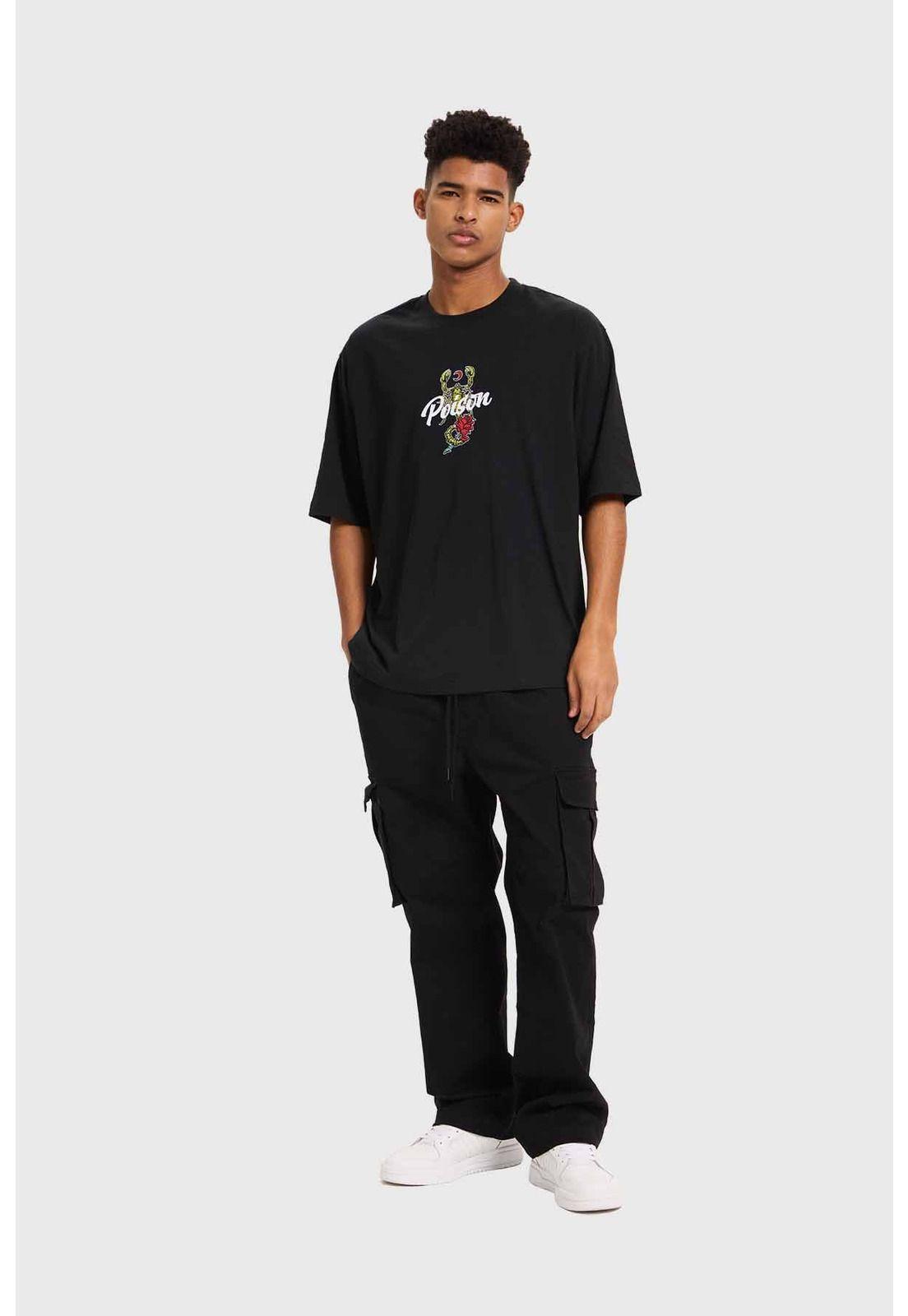 Polera Hombre Doble Print Negro - IX-3