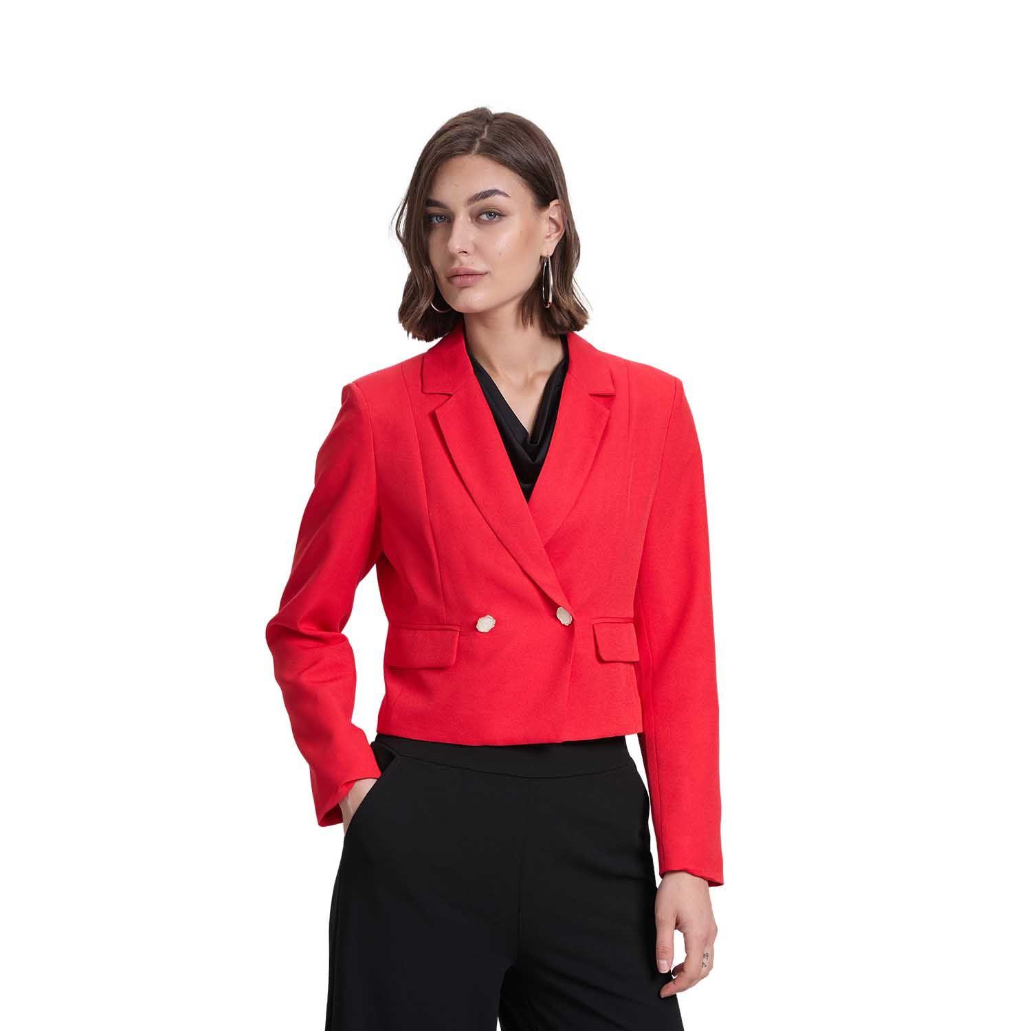 Blazer Mujer Corte Cruzado Rojo Fashion's Park-0
