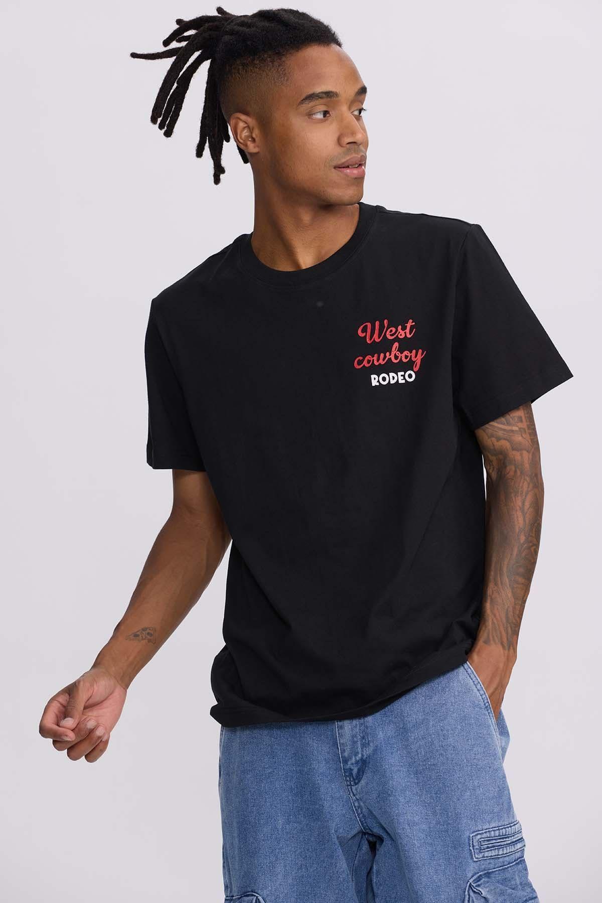 Polera Hombre Doble Print Negro II-1