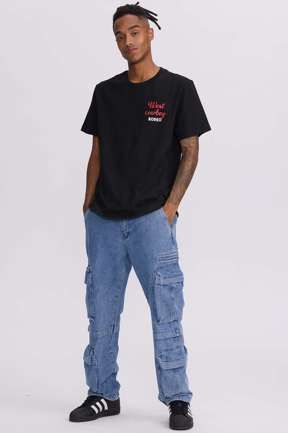 Polera Hombre Doble Print Negro II-3