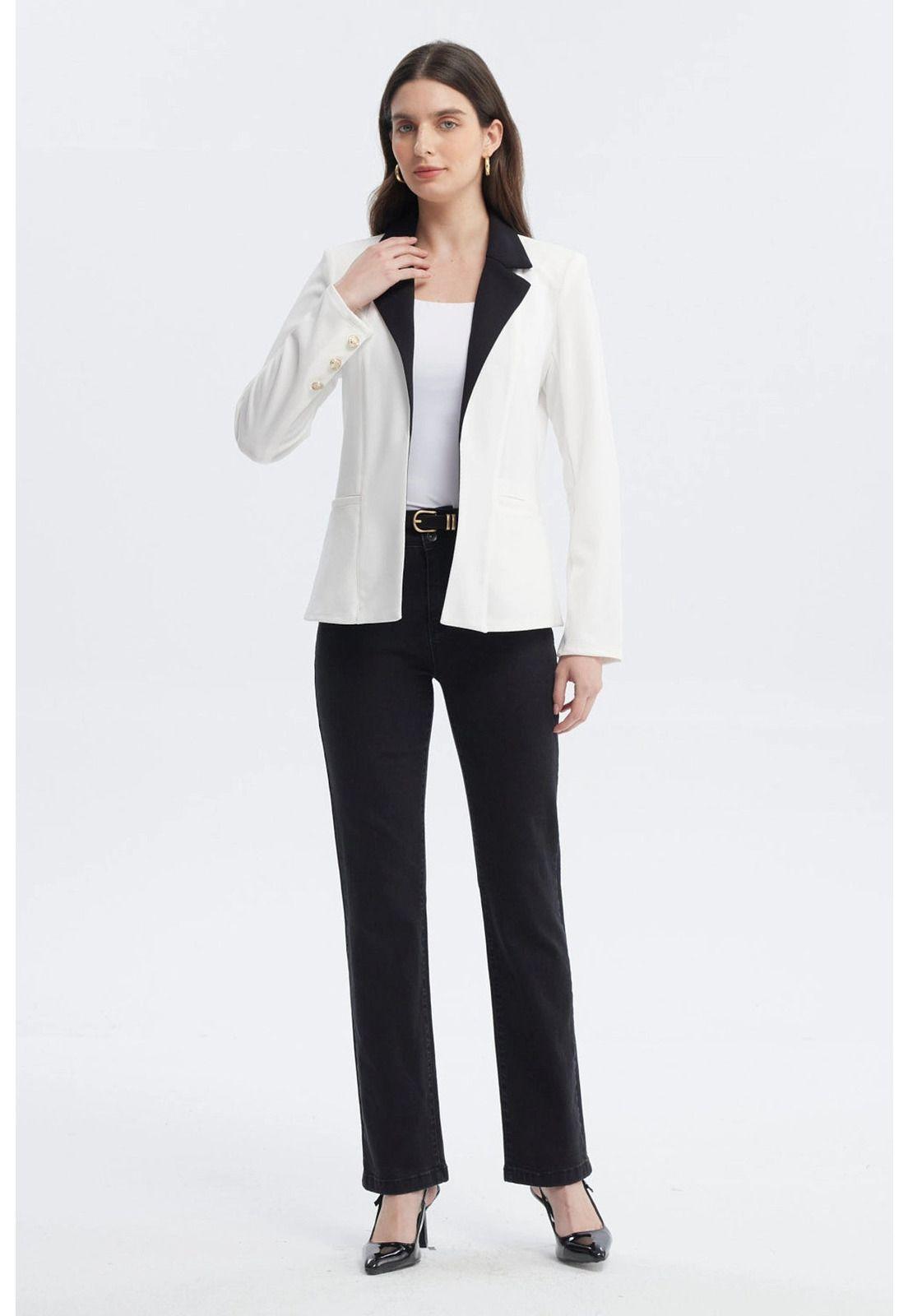 Blazer Mujer Contraste Crudo-3