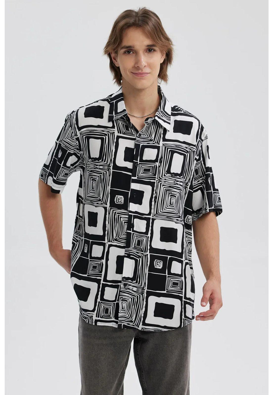 Camisa Hombre Full Print Negro-0