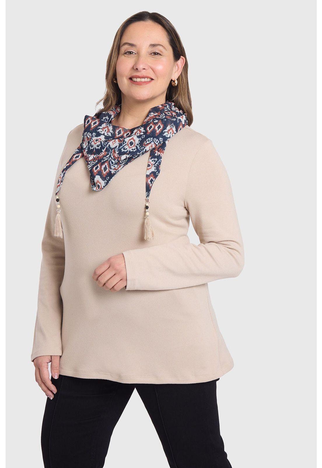 Sweater Mujer Pañuelo Arena-1