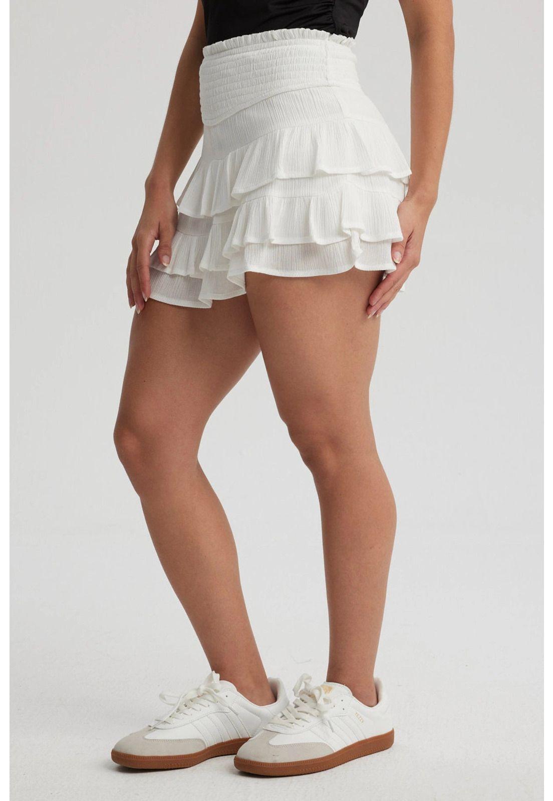 Falda Mujer Corta Vuelos Print Blanco-1