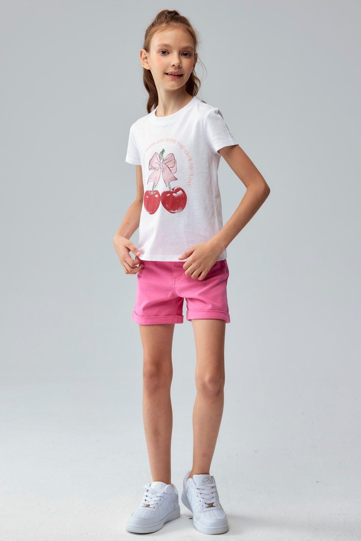 Short Niña Gabardina Básico Fucsia-3