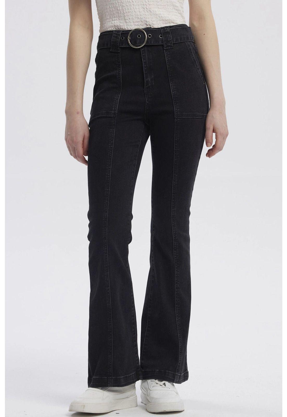 Jeans Mujer Moda Flare Negro - lX-0