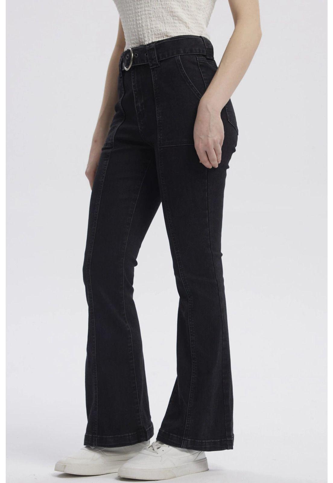 Jeans Mujer Moda Flare Negro - lX-1