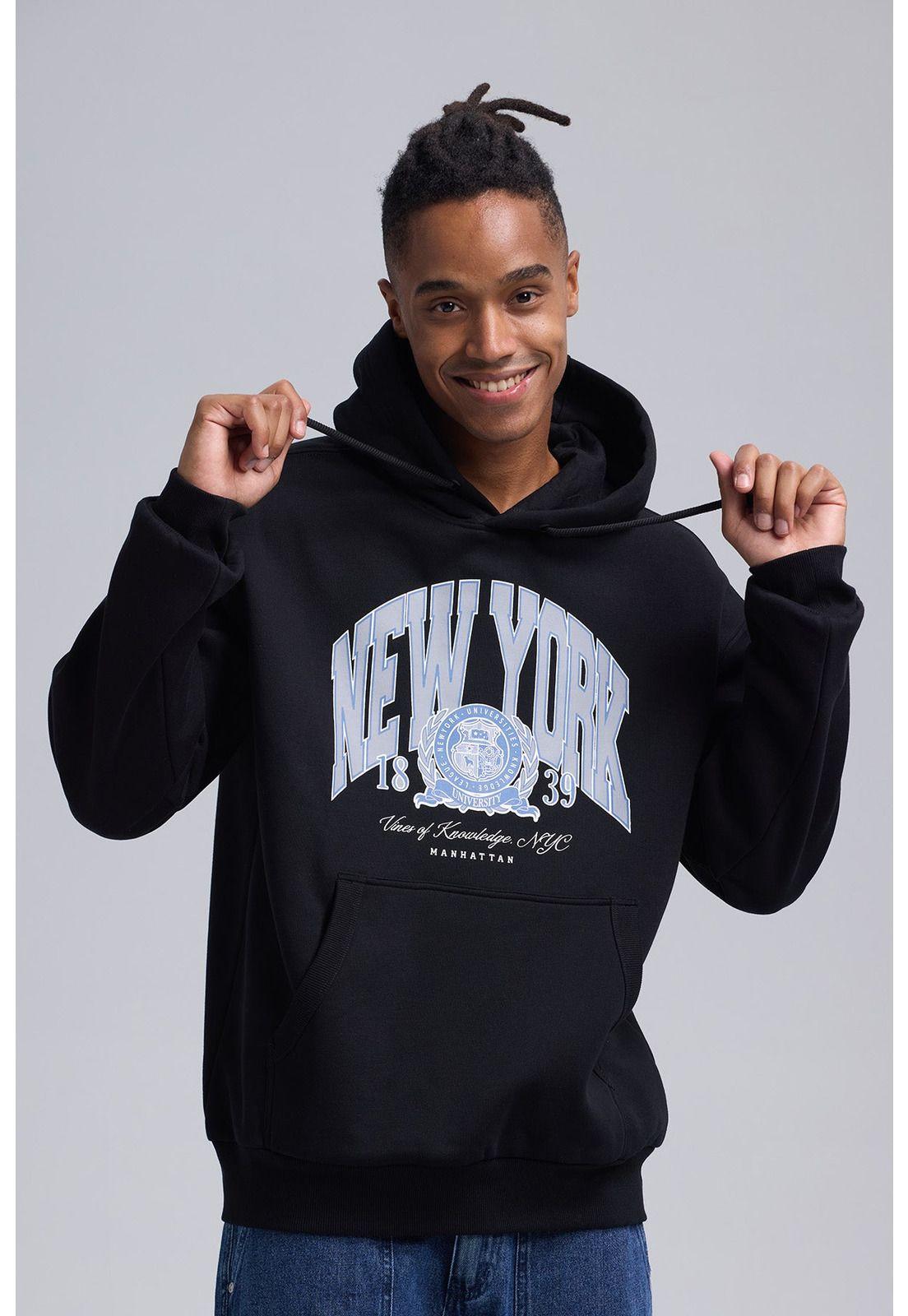 Polerón Hombre Print College Negro-1