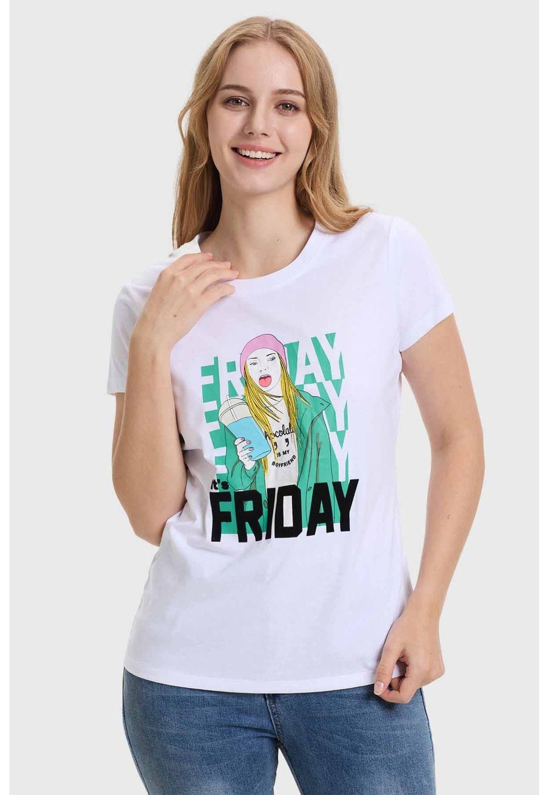 Polera Mujer Básica Print Blanco - lV-0