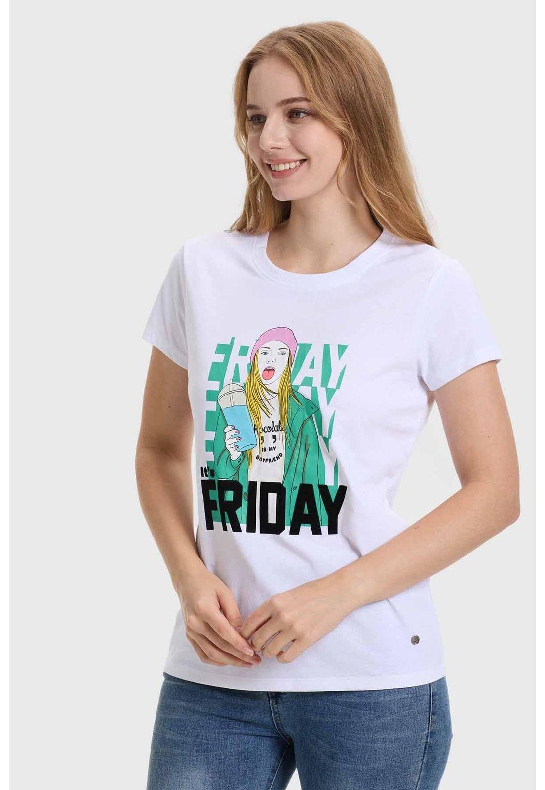 Polera Mujer Básica Print Blanco - lV-1