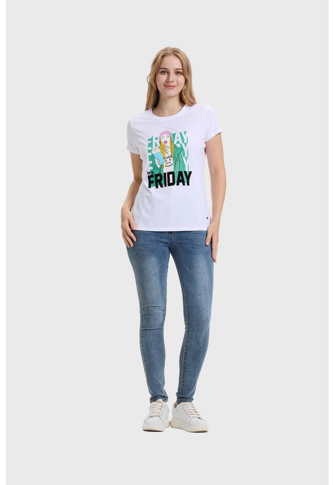 Polera Mujer Básica Print Blanco - lV-3