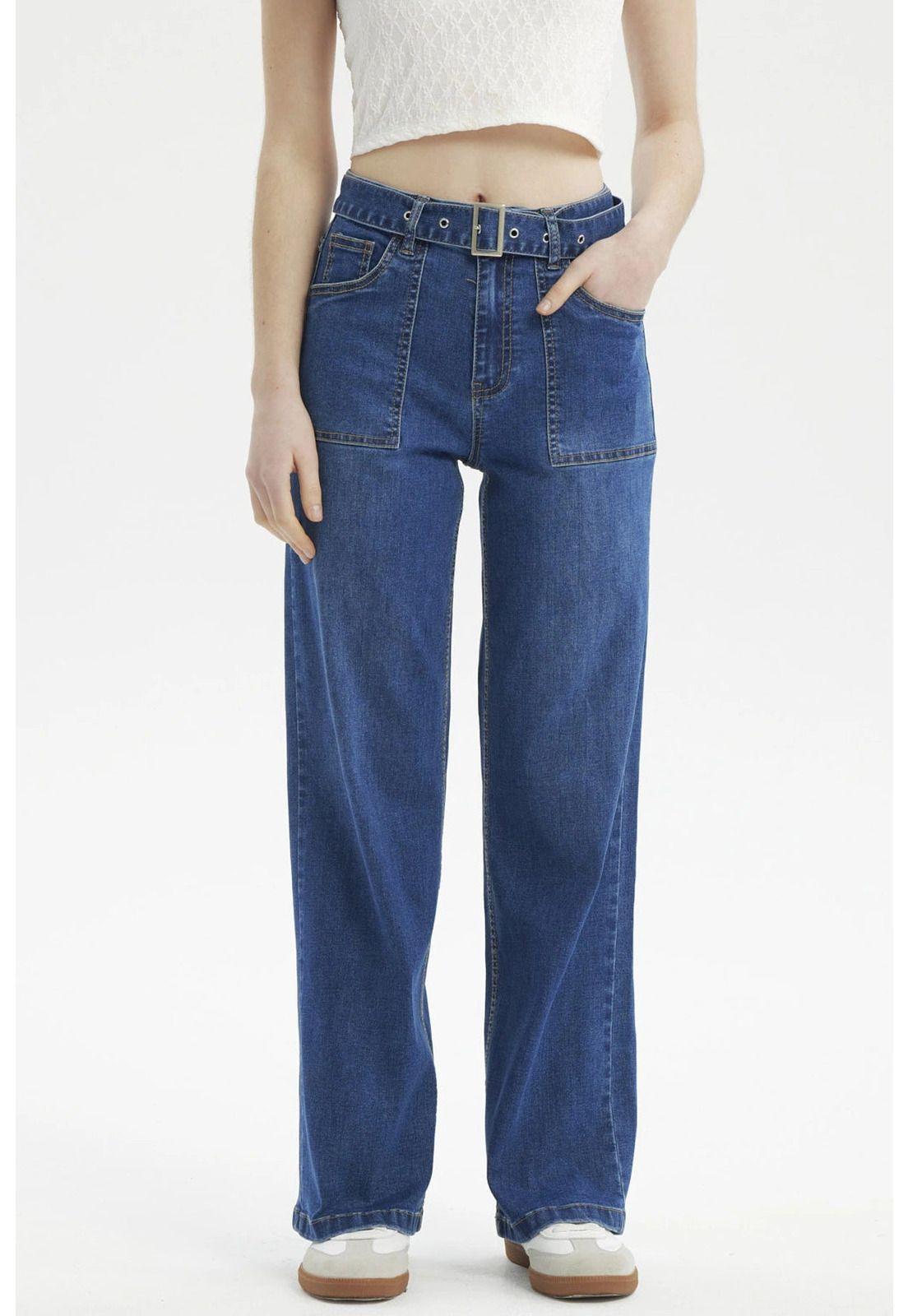 Jeans Mujer Calce Recto Azul - V-0