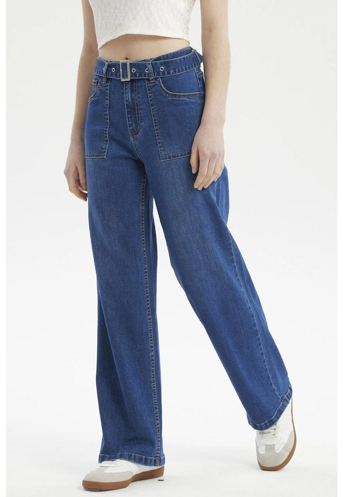 Jeans Mujer Calce Recto Azul - V-1