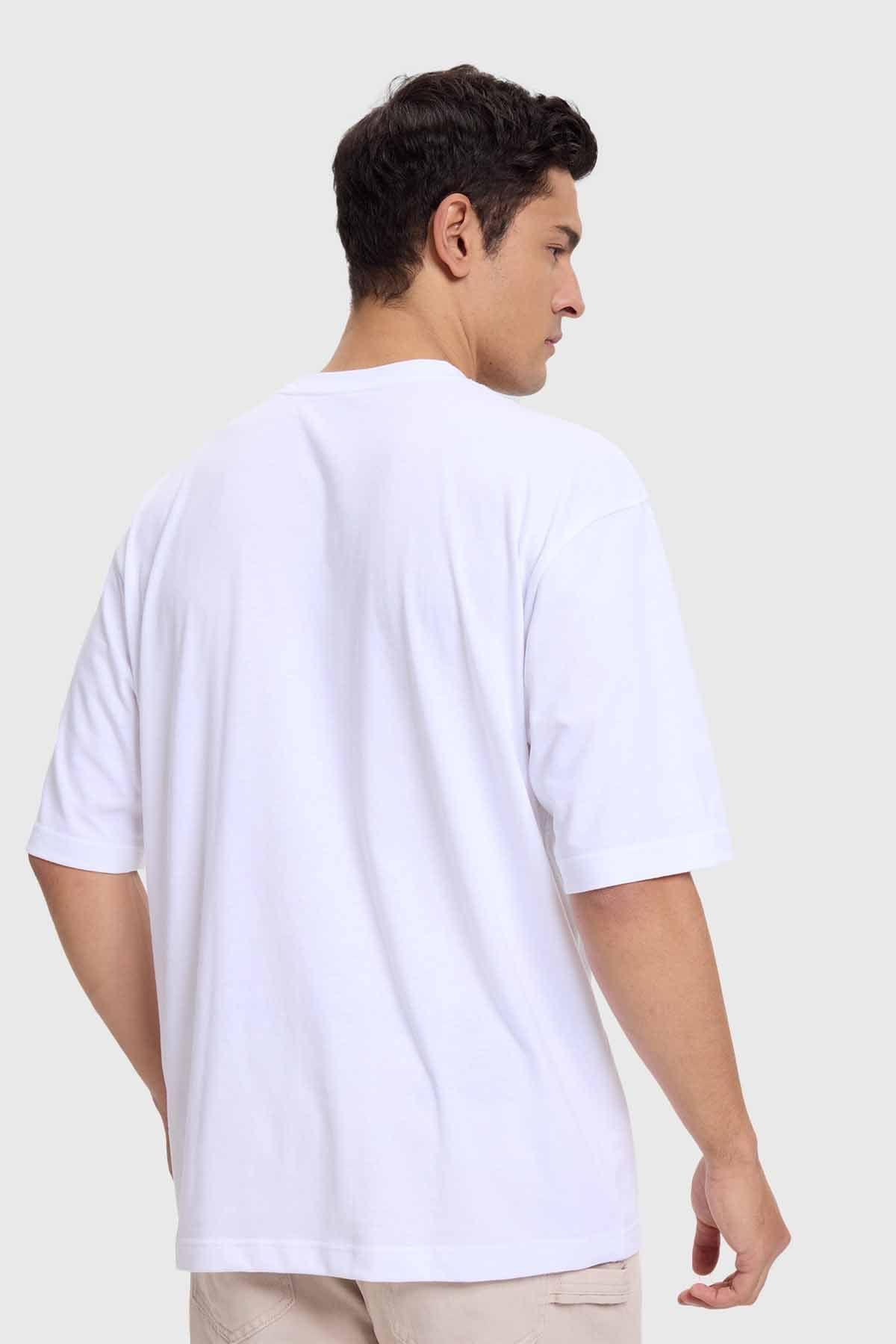 Polera Hombre Estampado Blanco-2