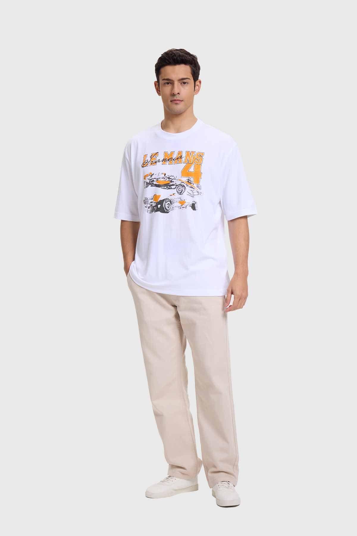 Polera Hombre Estampado Blanco-3